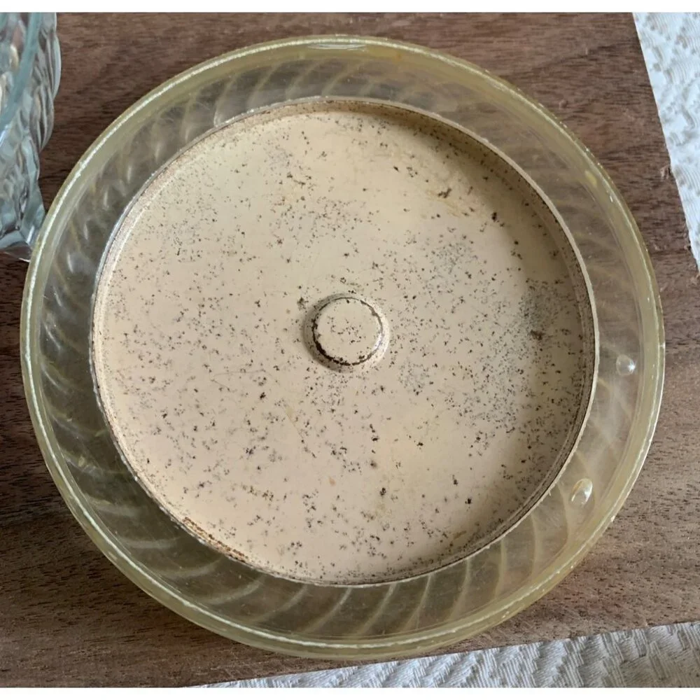 Vintage Dresser Powder Glass Round Footed Jar with Lid